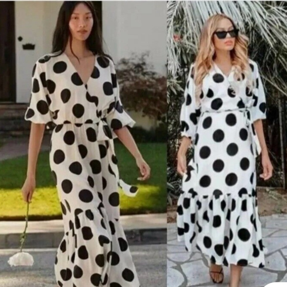 H&M Black and White Polka Dot Maxi Dress